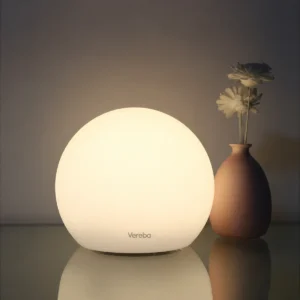 Vereba Solar & USB Orb Lamp - 5.9 in, Warm White product photograph showing the physical Vereba branding.