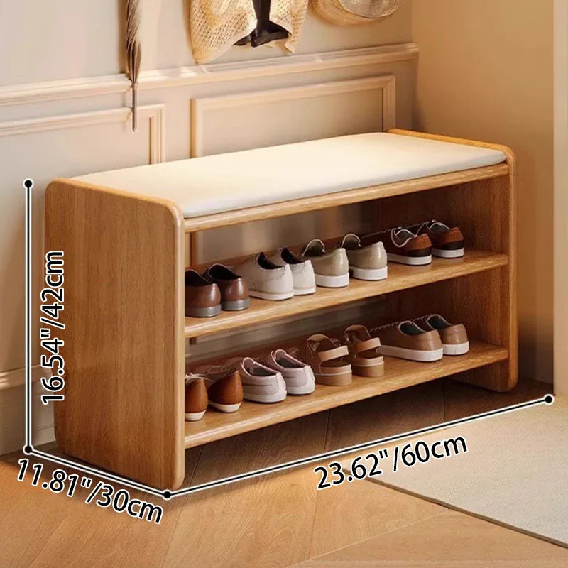Natural wood 60 cm shoe bench measurements