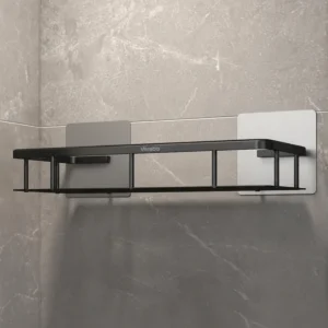 Vereba Adhesive Shower Shelf - Black Single Shelf product photograph showing the physical Vereba branding.