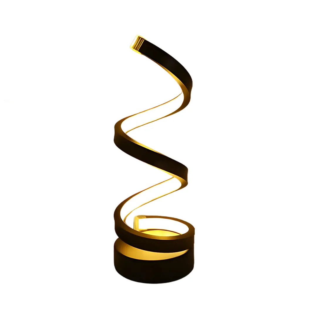 Warm white spiral lamp on a plain background