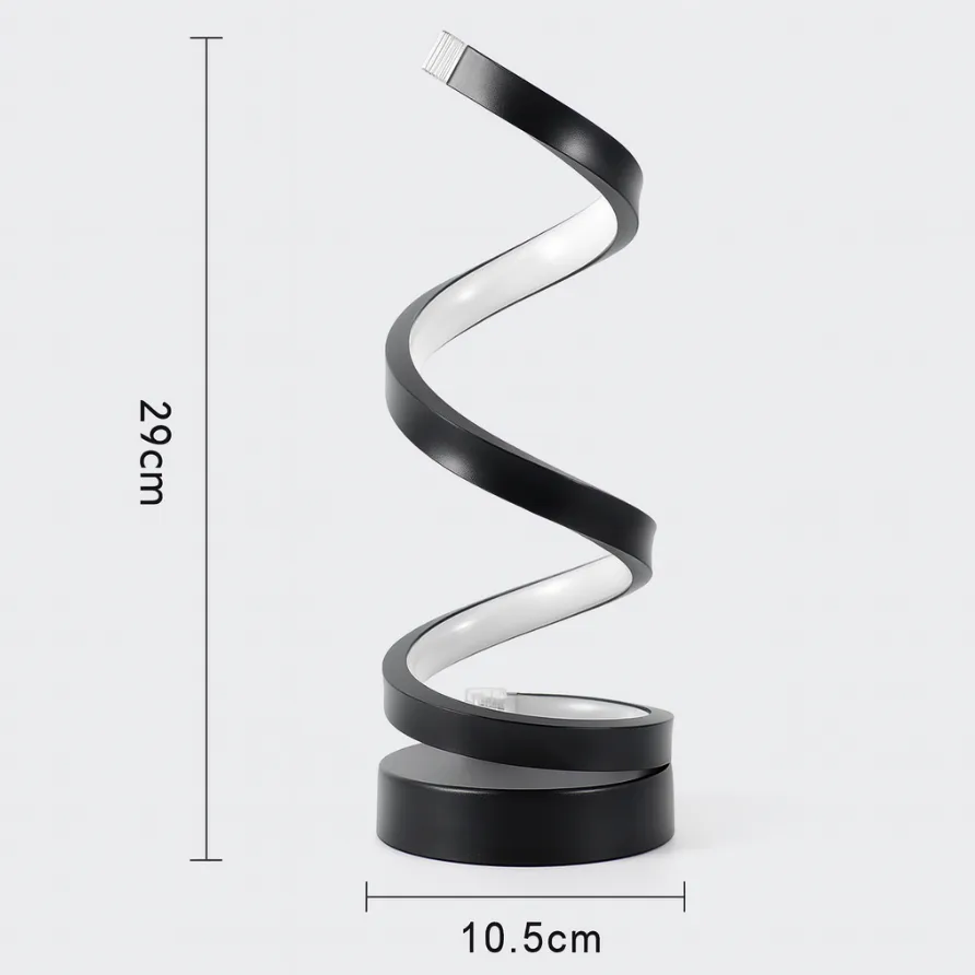Spiral lamp dimensions, 29 × 10.5 cm