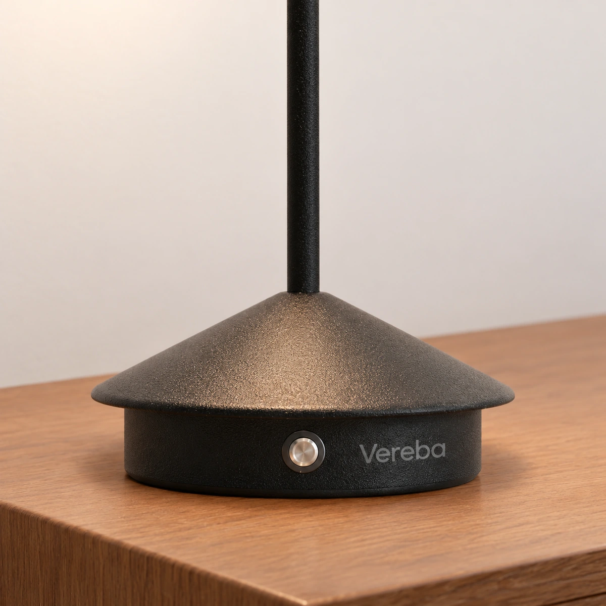 Black Vereba cone table lamp base and control detail